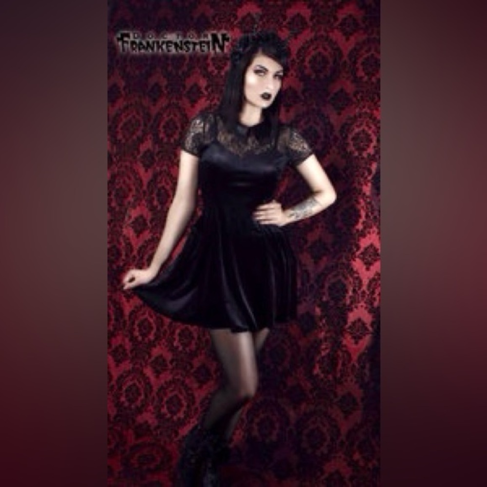 Black Velvet Vampire Doll Dress Size S